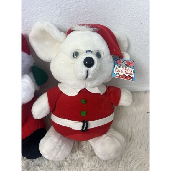 Dakin Fun Farm Vintage 1987 Holiday-Themed Merry Chris-Mouse Plush Toy Set Of 2 - Picture 9 of 12